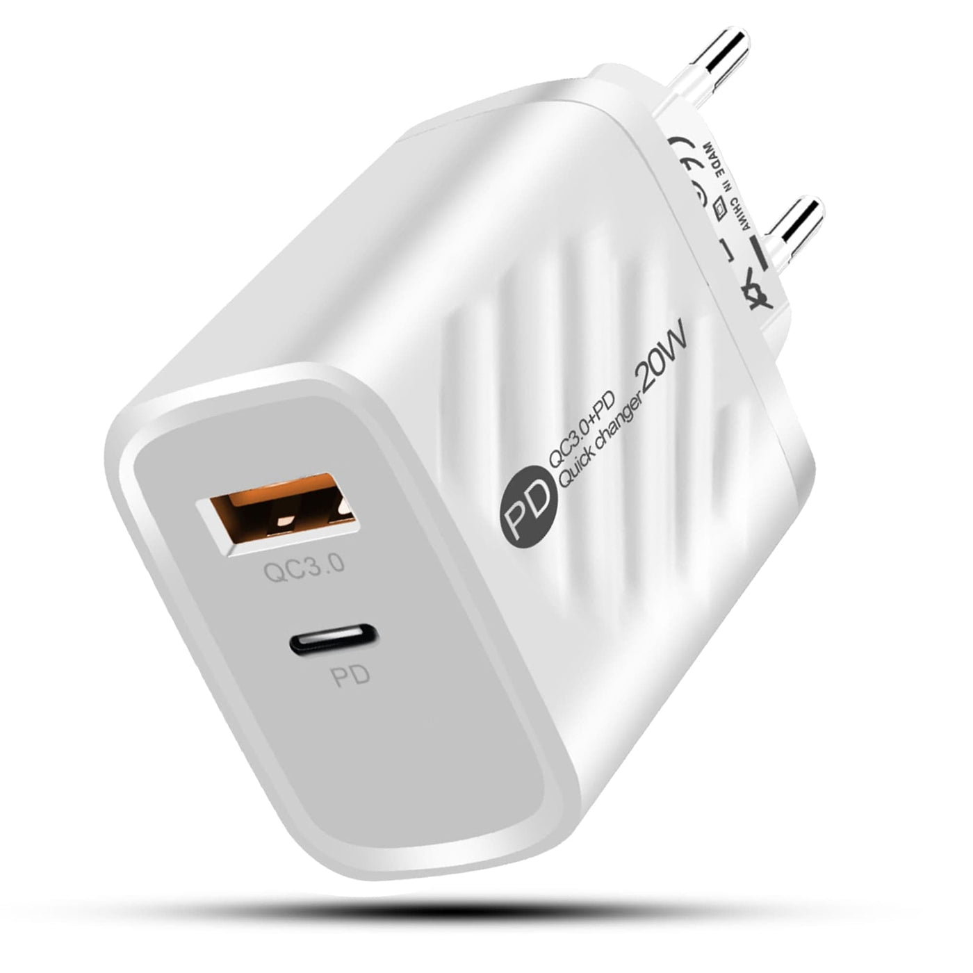 Incarcator Retea Timebox, 2 Porturi, 20W, 1 x USB , 1 x Type-C, C 3, Alb - Imagine 1