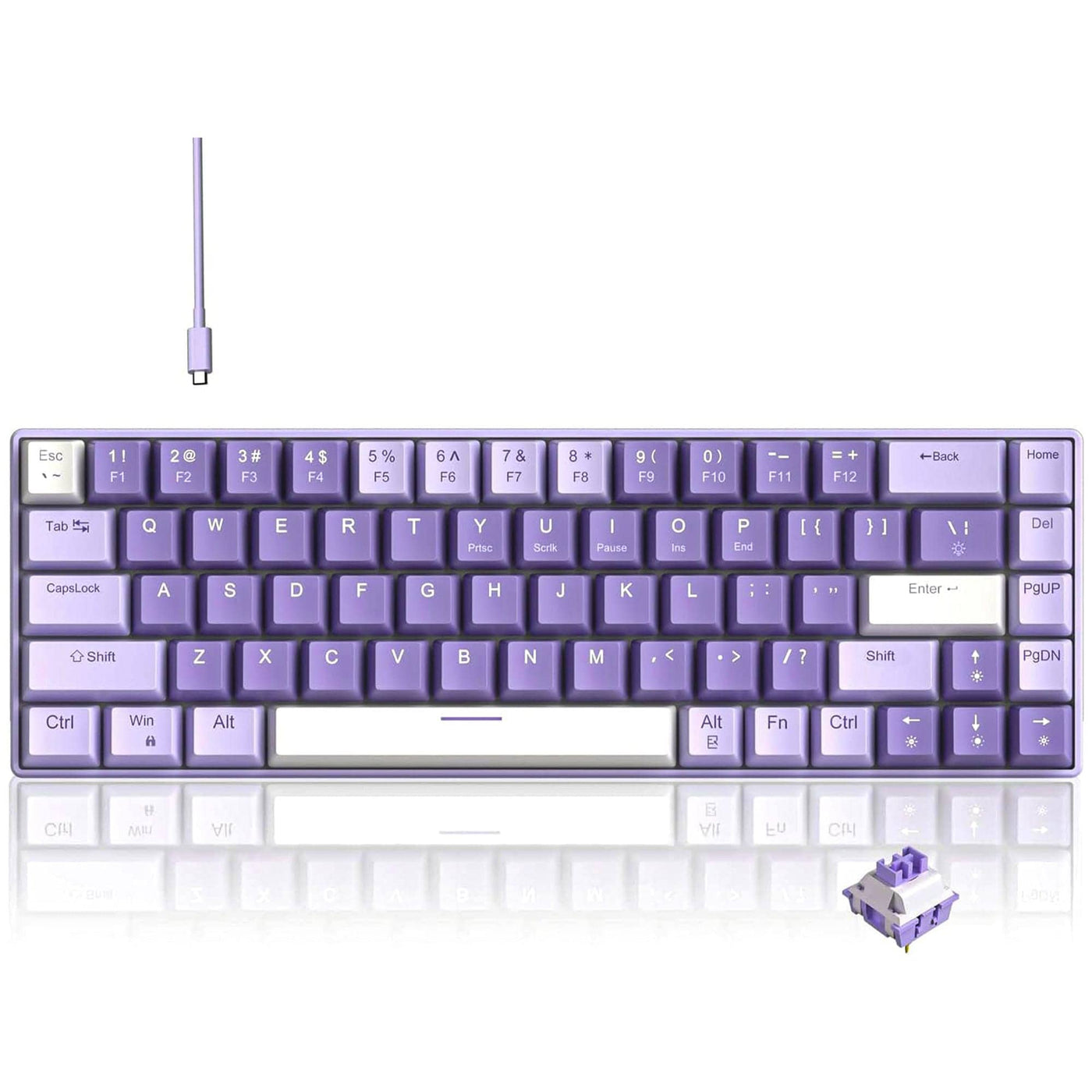 Tastatura Mecanica Gaming Timebox, Violet Switch, 60%, Hot-Swap, Mov - Imagine 1
