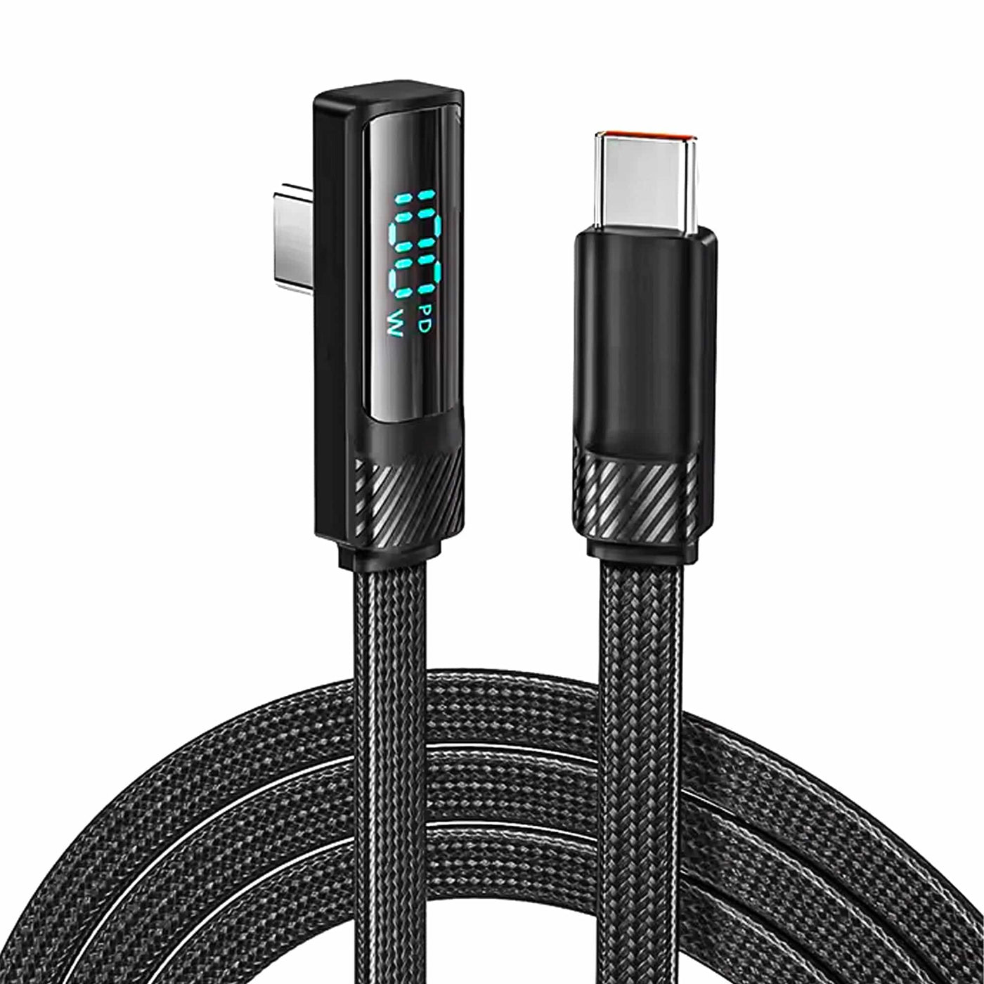 Cablu de Incarcare si Transfer de Date Timebox, USB-C la Type-C, 100W, 2m, Negru - Imagine 1