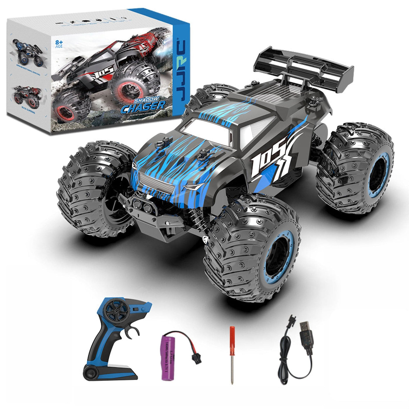 Masina cu telecomanda RC Off-Road Monster Truck Timebox, 20 km/h, 4WD, Albastru - Imagine 1