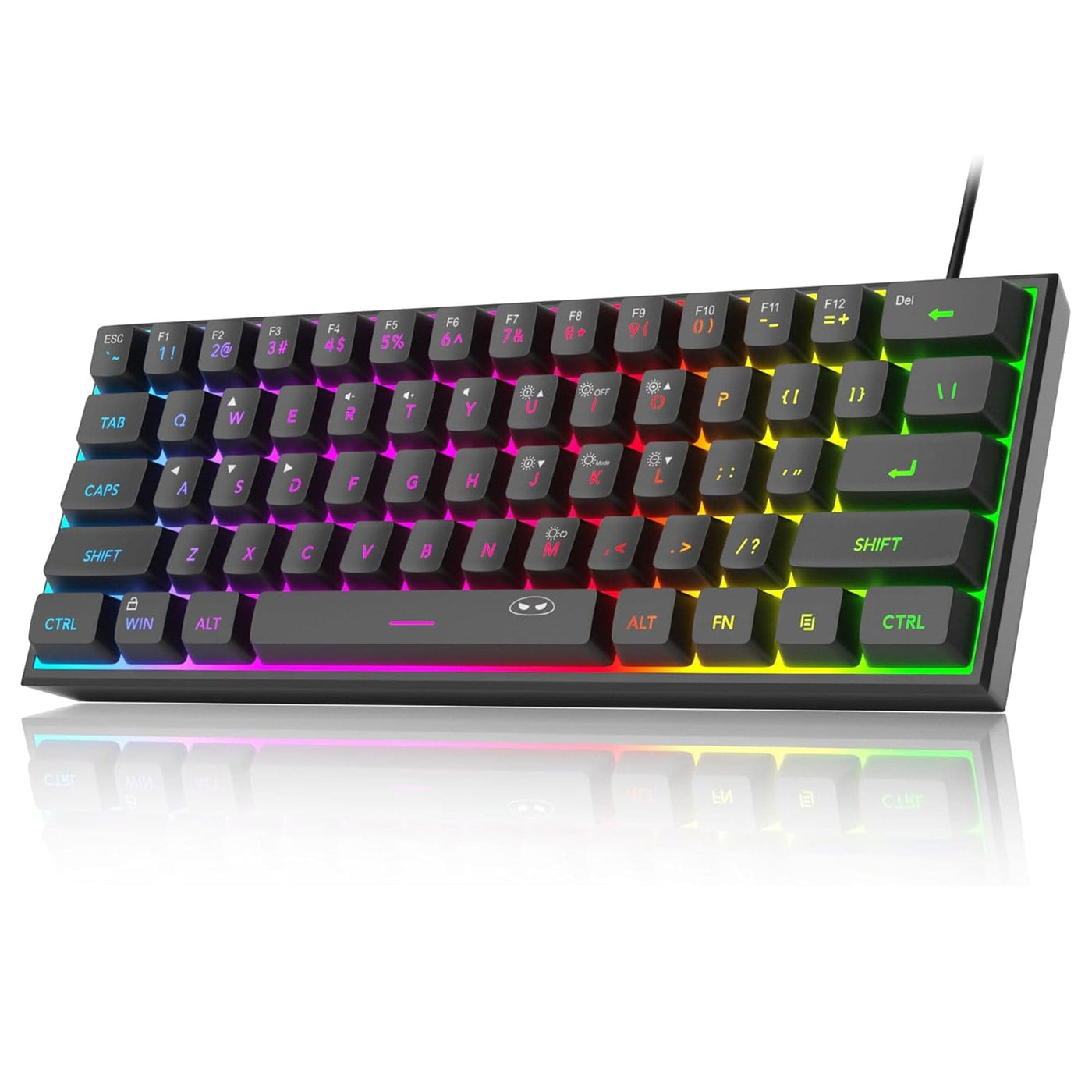 Tastatura Gaming 60% RGB TS91 Timebox, Compacta PC Laptop, Waterproof, Negru - Imagine 1