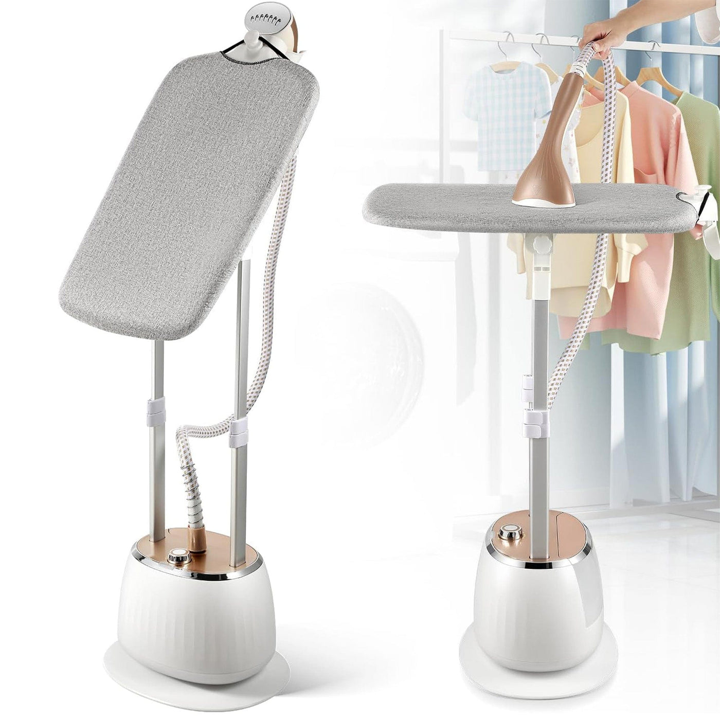 Standing Steamer Timebox, 1700W, Rezervor Mare 1, Calcare Verticala, Alb - Imagine 1