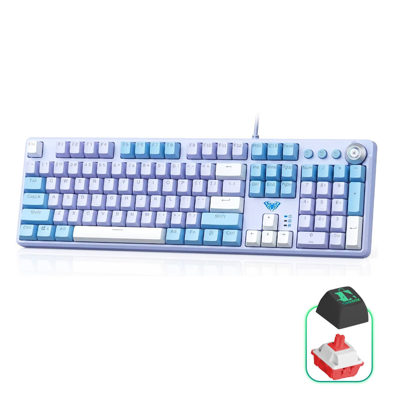 Tastatura Mecanica Gaming 104 Taste Timebox, Switch Albastru, Violet - Imagine 1