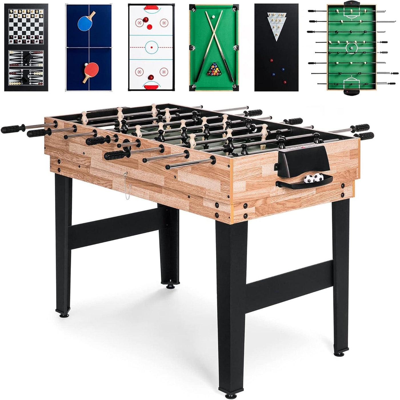 Masa de Joc 10-in-1, Biliard, Foosball, Ping Pong, Shuffleboard, Sah, Table - Imagine 1