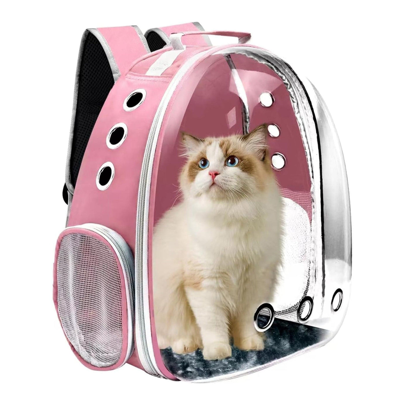Rucsac Transparent pentru Pisici si Caini Mici, Ventilatie Avansata, Roz - Imagine 1