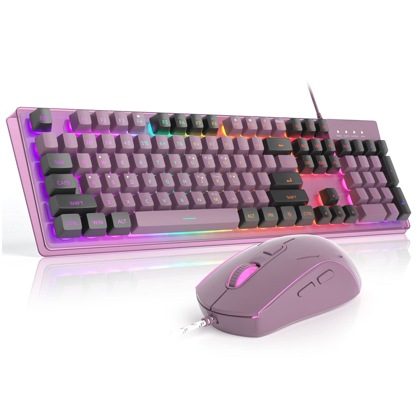 Kit Gaming Timebox, 8 Culori RGB, Lumina Reglabilă, Ergonomic, Mov - Imagine 1