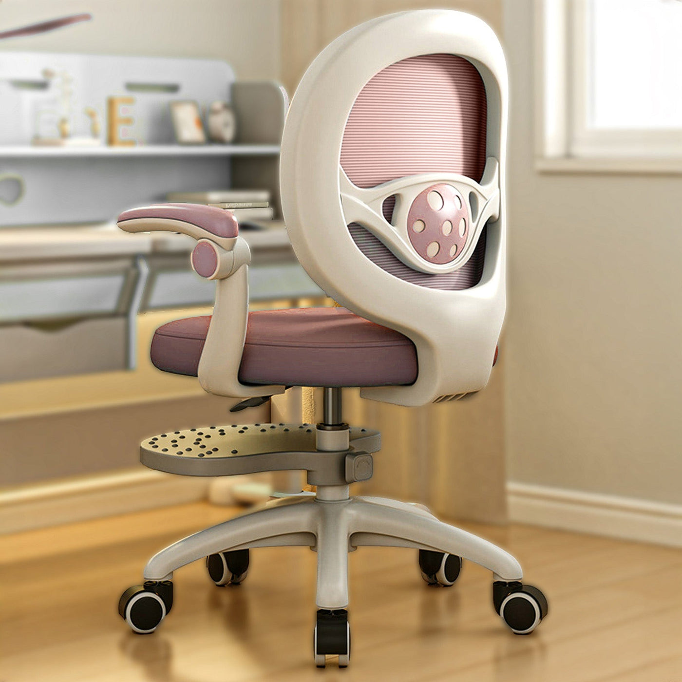 Scaun Reglabil pentru Copii, Model Ergonomic cu Spatar Confortabil, Roz - Imagine 1