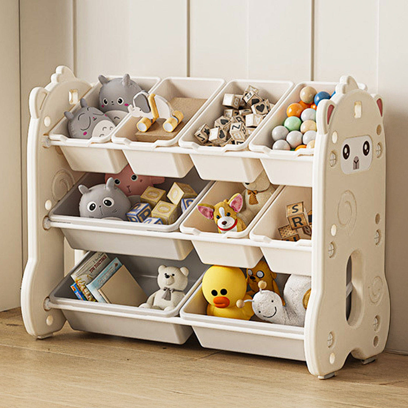 Dulap de Jucarii cu Sertare pentru Copii, Organizator Modular Tip Alpaca, Bej - Imagine 1