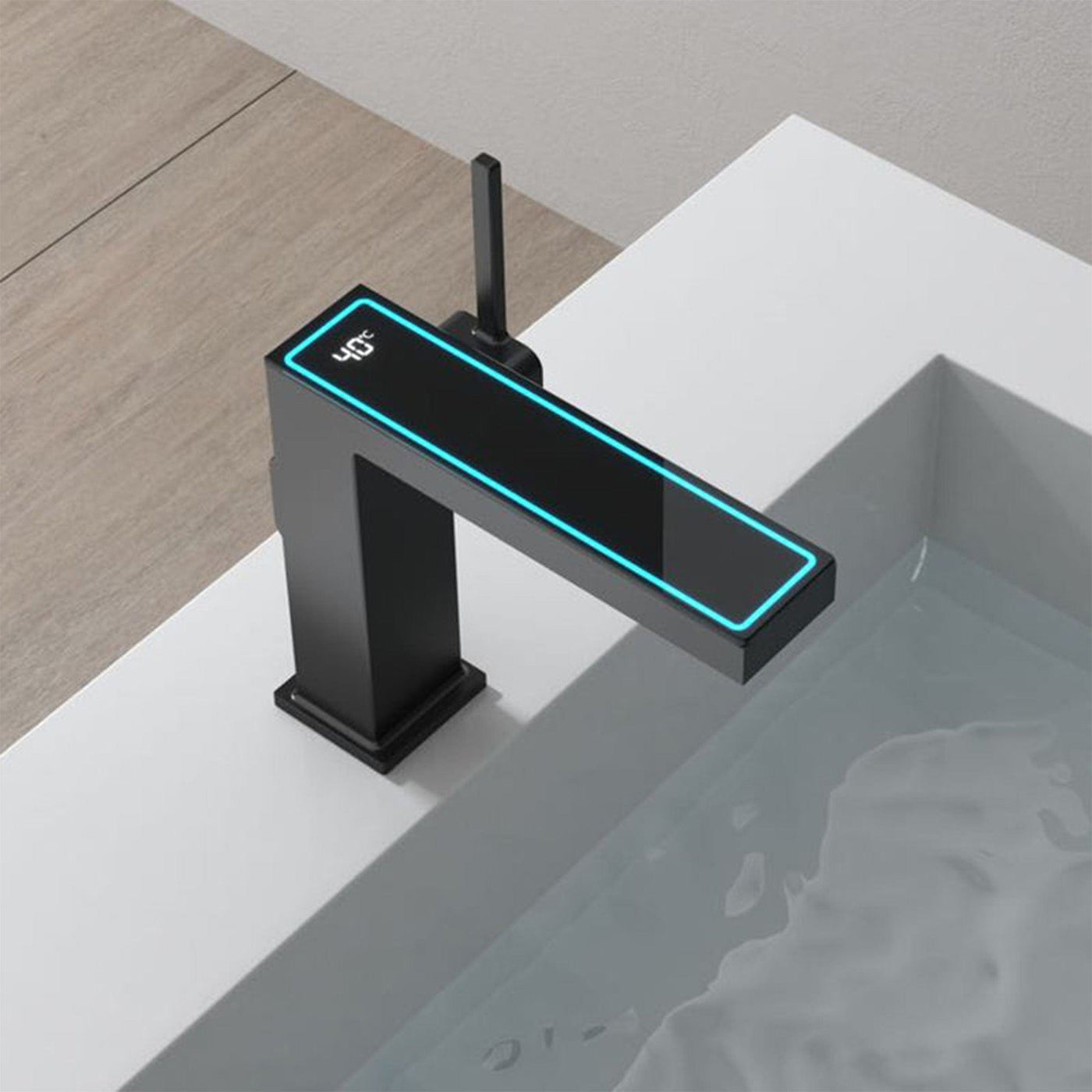 Baterie Lavoar cu Afisaj Digital LED Temperatura, Montaj Pe Blat, Monocomanda - Imagine 1