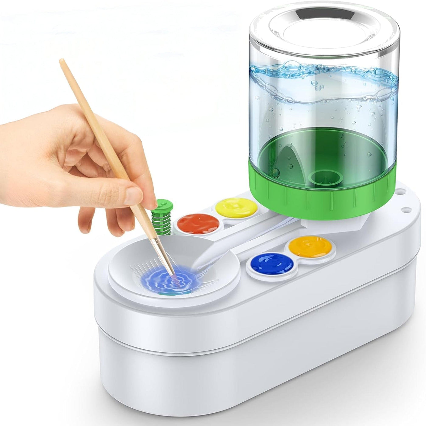 Dispozitiv automat curatare pensule, Trusa 3-in-1 pentru pictura copii, Alb - Imagine 1