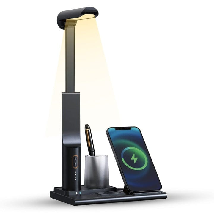 Lampa birou LED, 15W, 3 tipuri de lumina, Detasabila, Port USB, Samsung, Negru
