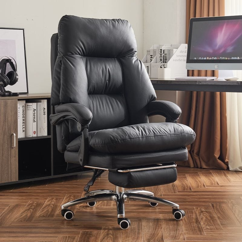 Scaun Office Executiv din Piele Naturala, 360°, Negru - Imagine 1