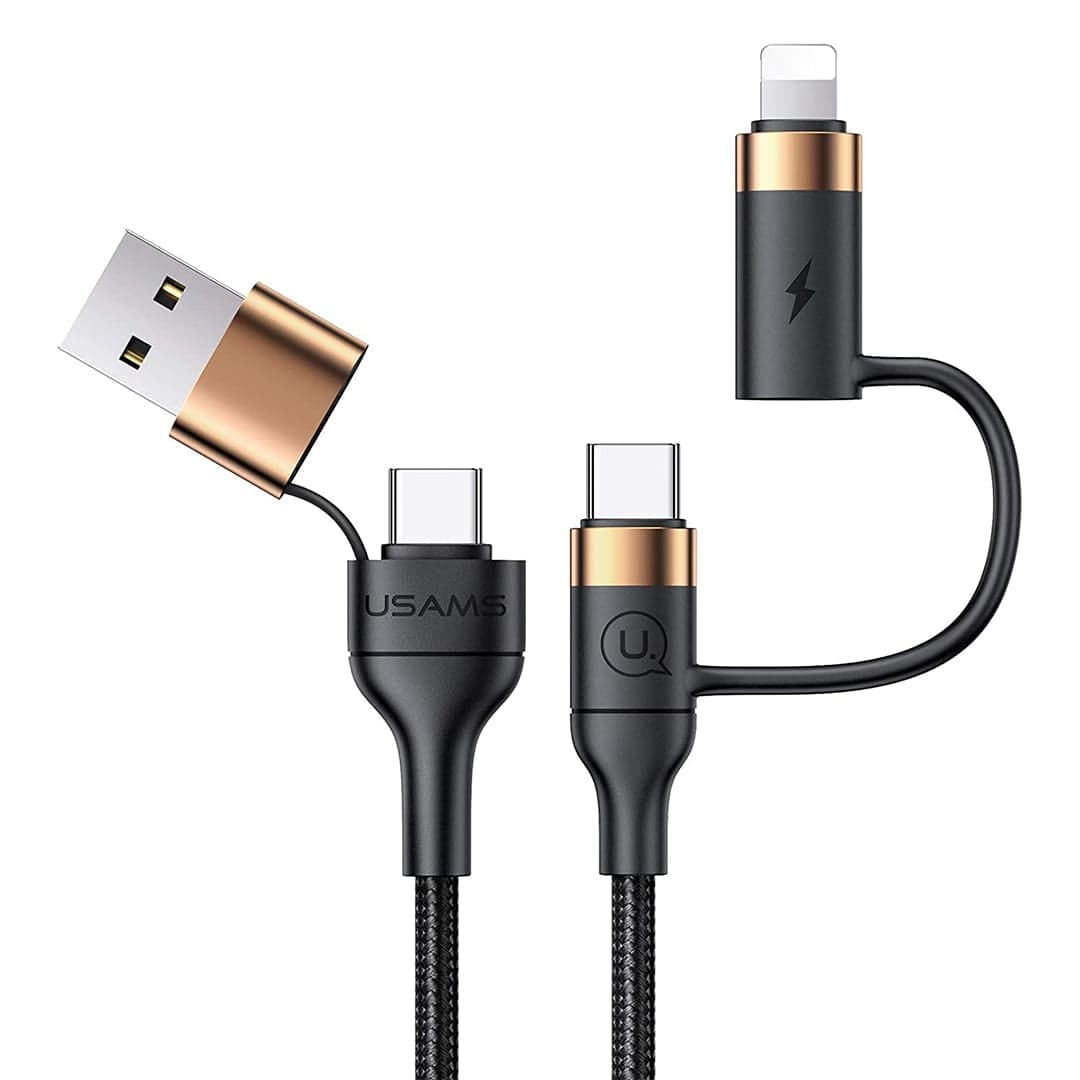 Cablu Date si Incarcare Rapida Usams, 4 in 1, 60W, 1,2m, QC 3, USB, USB-C - Imagine 1