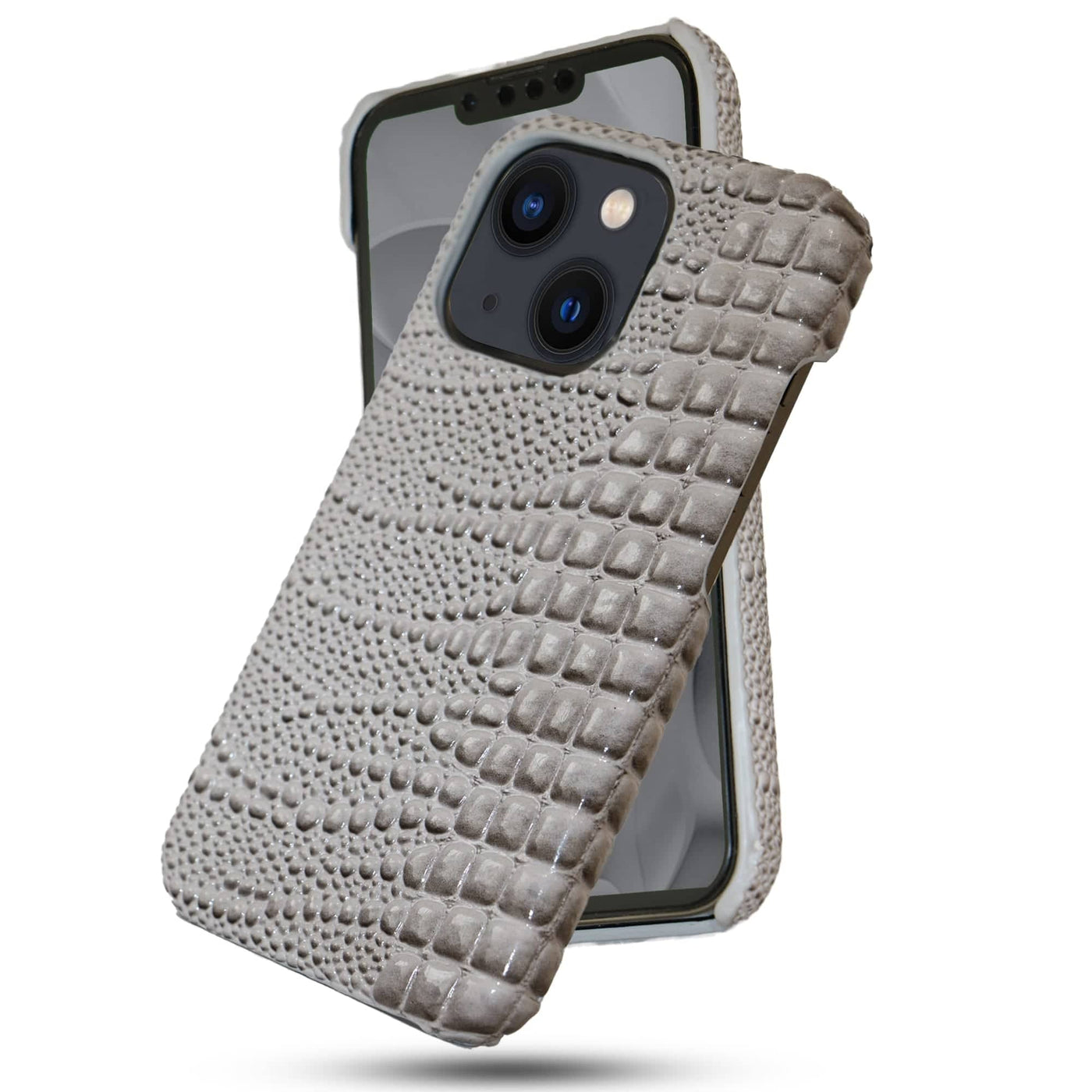 Husa de Protectie Timebox, Apple iPhone 13, stil Piele de sarpe, Gri - Imagine 1