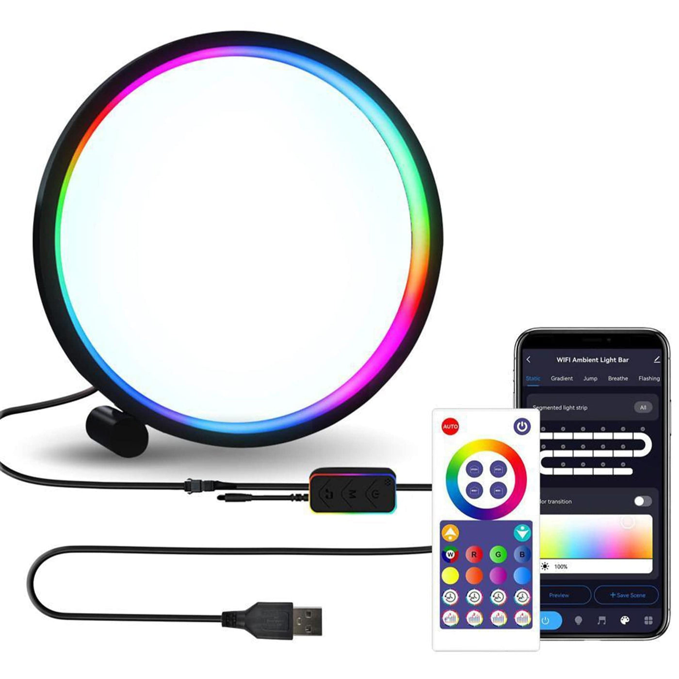 Lampa LED Smart RGB cu aplicatie, noptiera, dormitor, gaming - Imagine 1