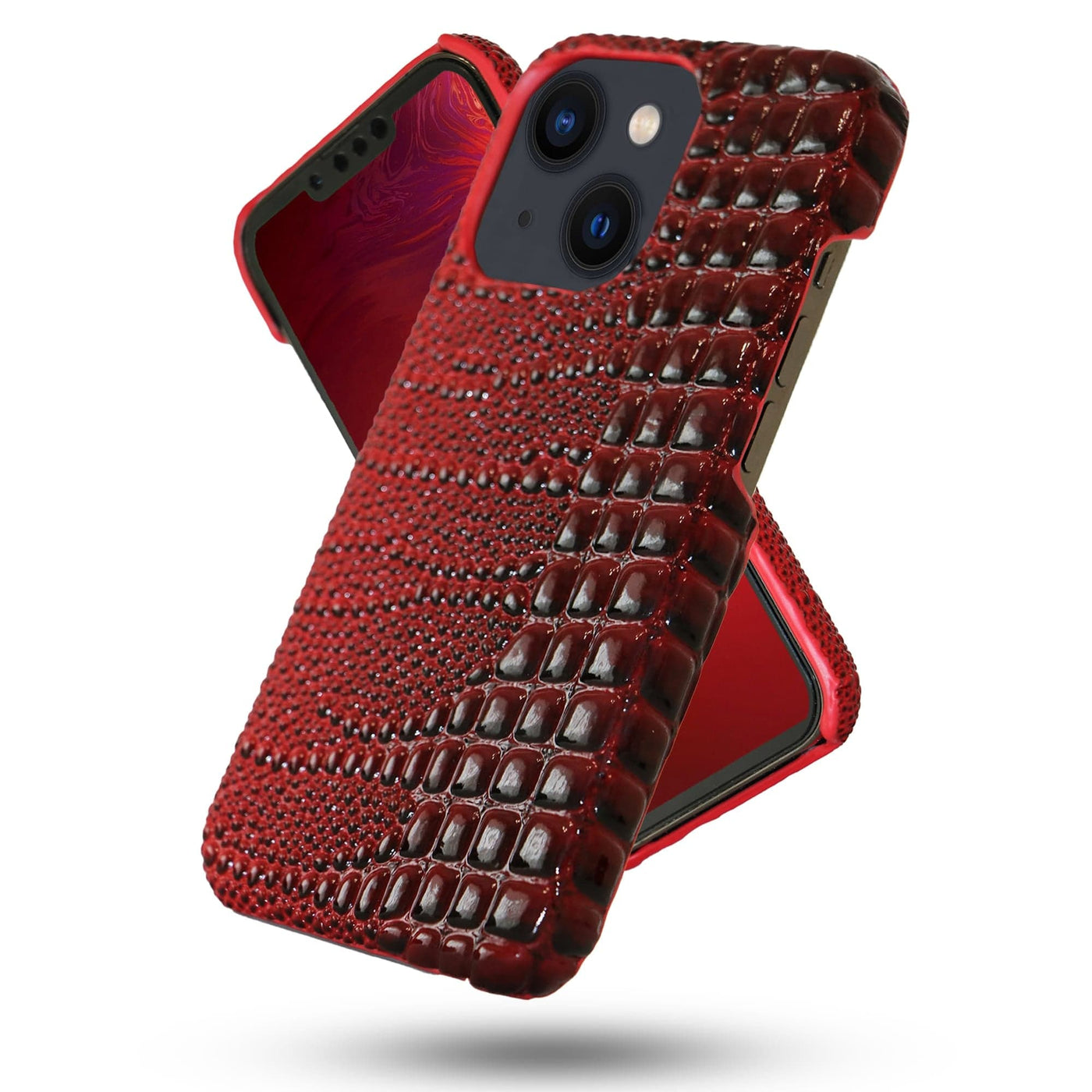 Husa de Protectie Timebox, Apple iPhone 13, stil Piele de sarpe, Rosu - Imagine 1