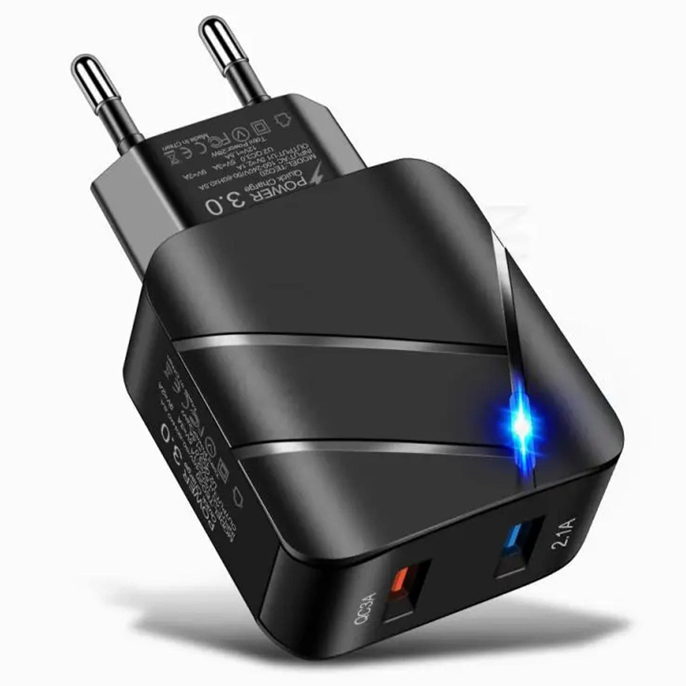 Incarcator Retea Timebox, 2 porturi, 20W, LED, Negru - Imagine 1