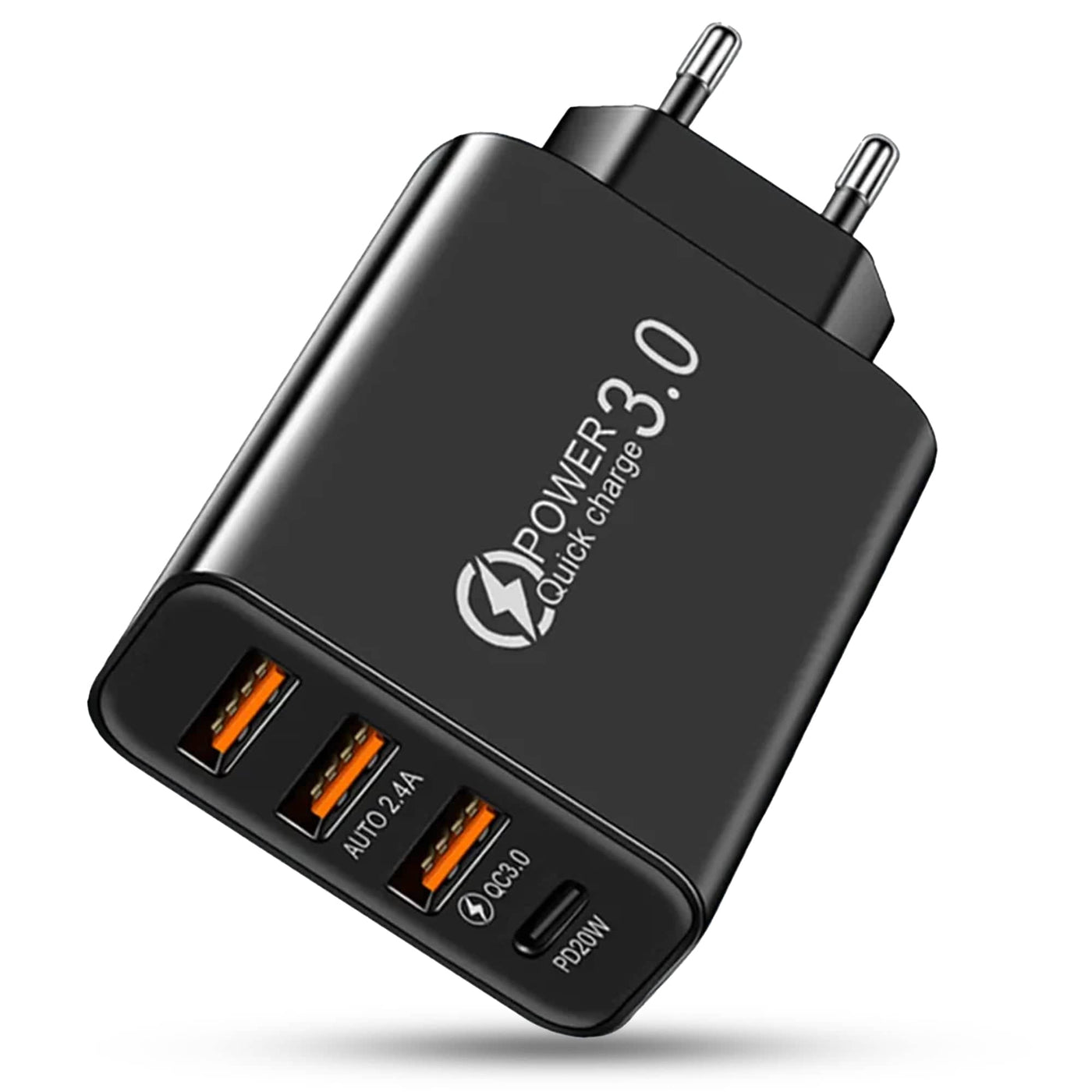 Incarcator Retea 4 porturi, 20W, 3 x USB, Quick-Charge 3, 0 USB, Negru - Imagine 1
