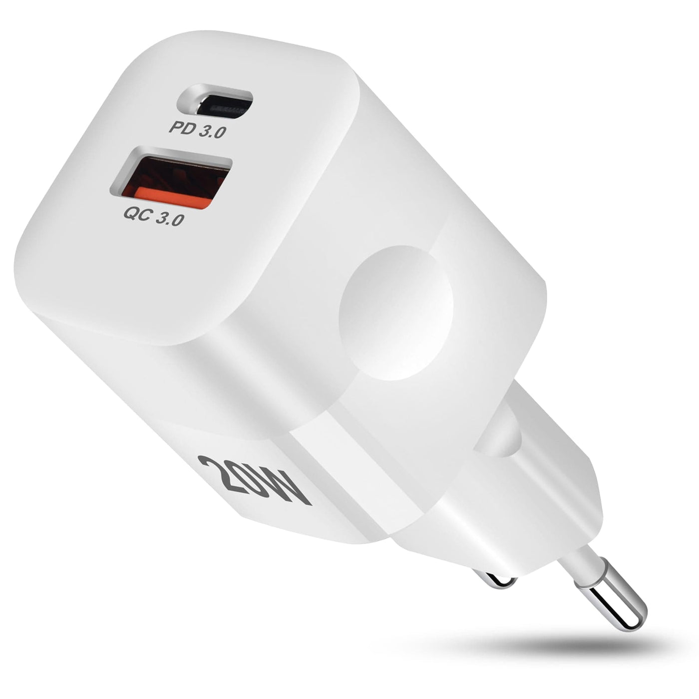 Incarcator Retea Timebox, 2 porturi, 20W, 18 W Incarcare Rapida - Type-C, Alb - Imagine 1