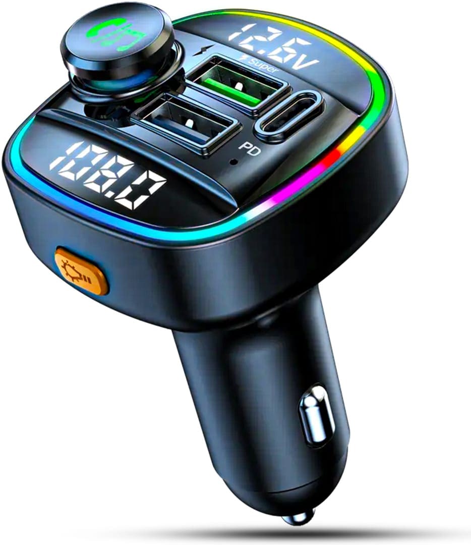 Modulator FM Timebox, Hands-Free Kit cu 10 functii, Type-C, 2 x QC 3, Negru - Imagine 1