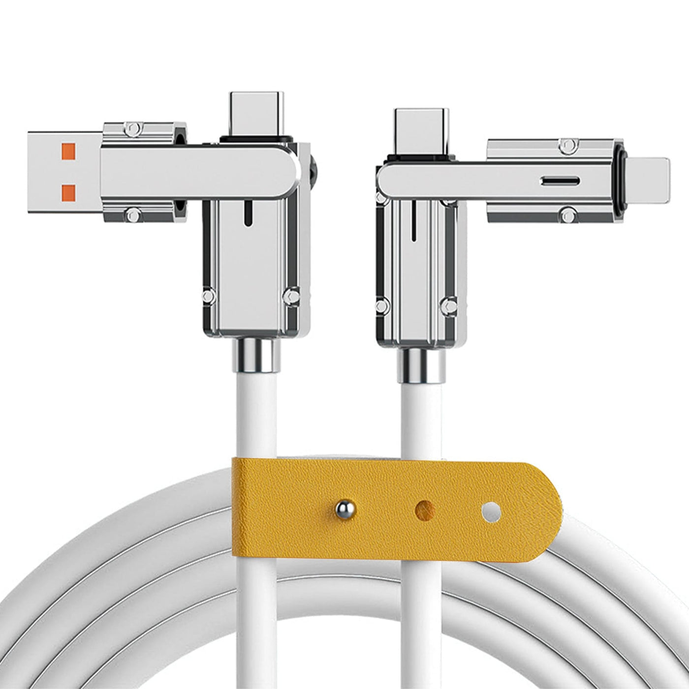 Cablu Date si Incarcare Rapida Timebox, 4 in 1, 120W, 1,2m, QC 3, USB, Alb - Imagine 1