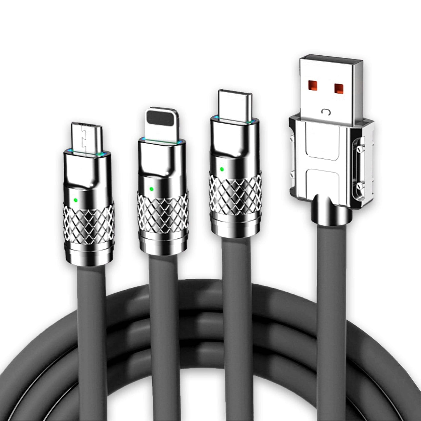 Cablu Date si Incarcare Rapida Timebox, 3 in 1, 120W, 1,2m, QC 3, USB, Negru - Imagine 1