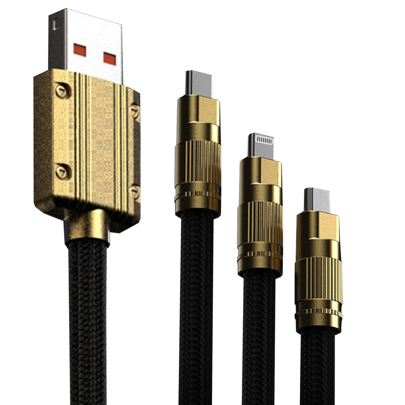 Cablu Date si Incarcare Rapida Timebox, 3 in 1, 120W, 1,2m, QC 3, USB, Negru - Imagine 1