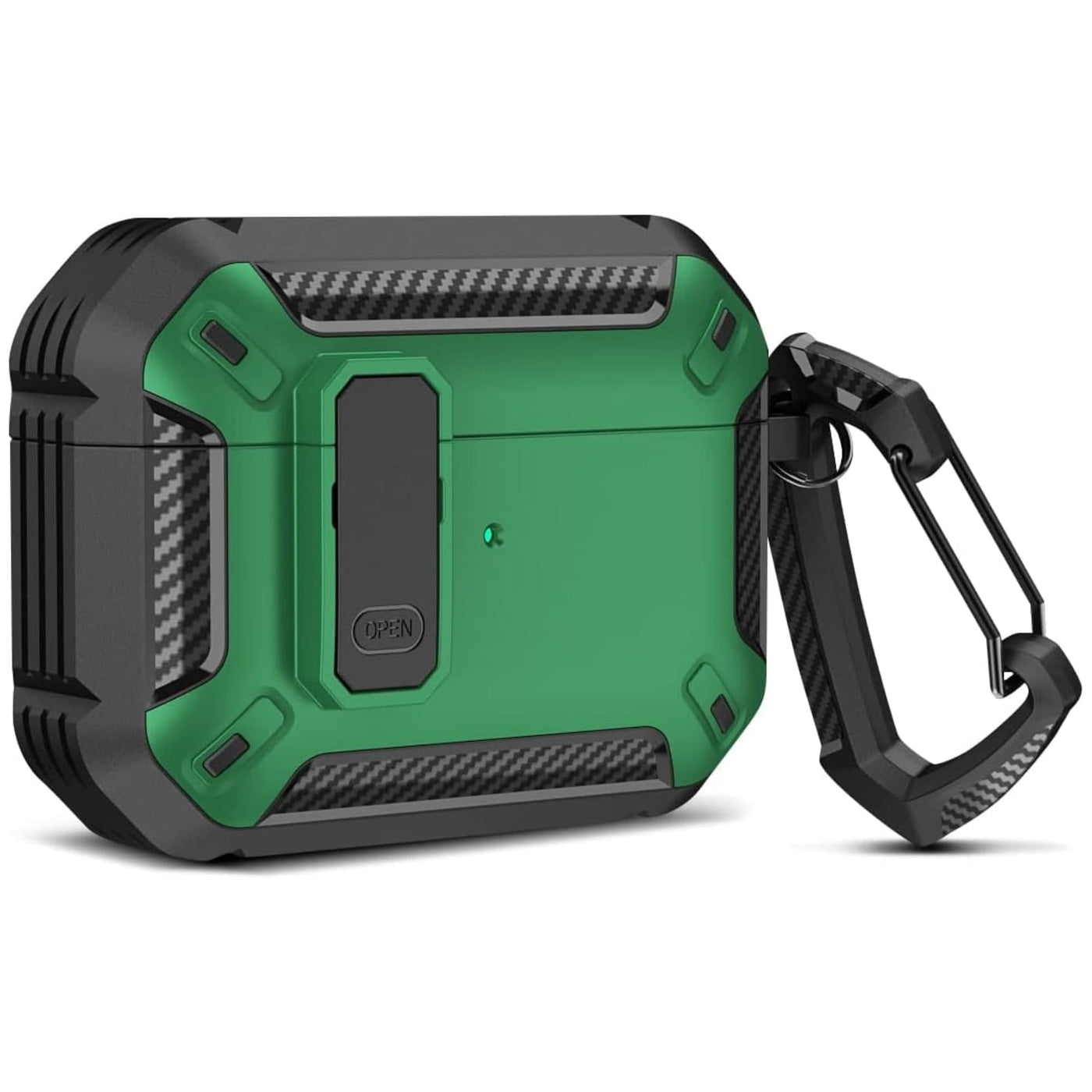 Husa de protectie Timebox, Airpods Pro, Negru/Verde - Imagine 1