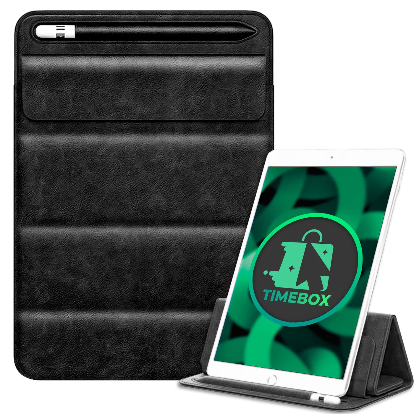 Husa pentru iPad Pro 12 Timebox, cu suport pentru pix, Negru - Imagine 1
