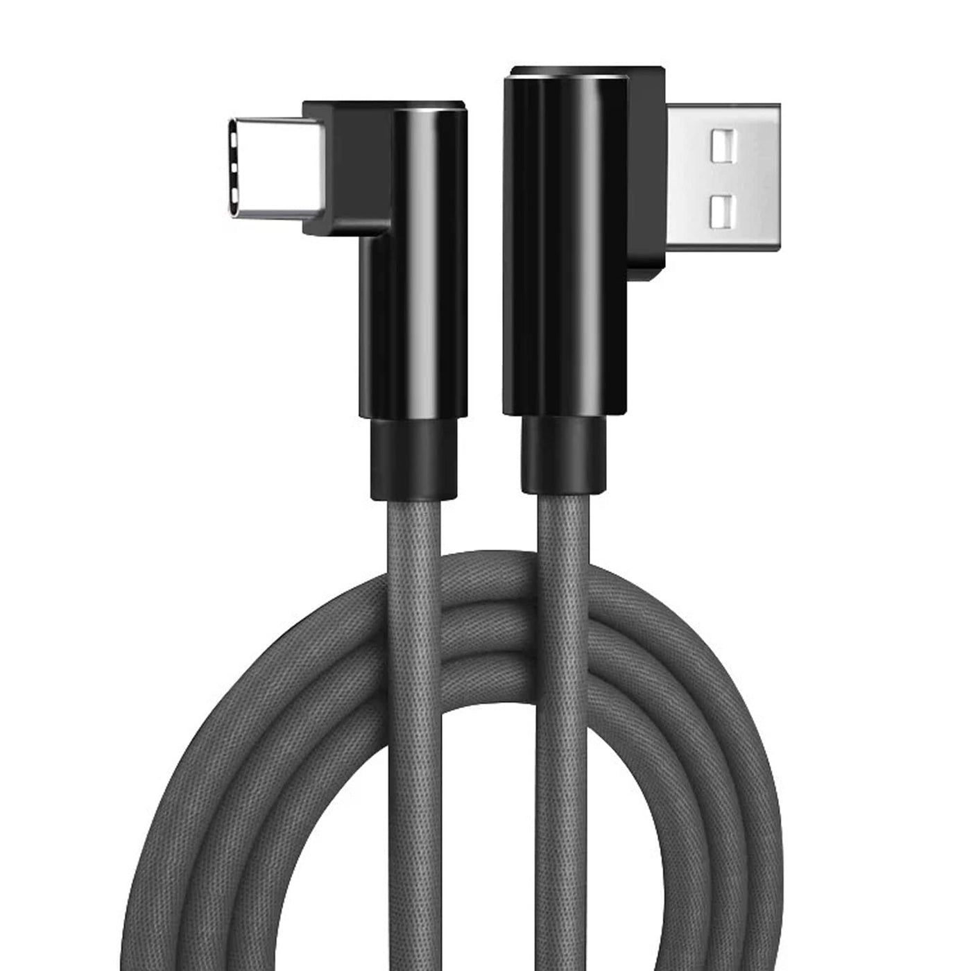 Cablu Date si Incarcare Rapida Timebox, USB la Type-C, 1m, unghi 90 grade, Negru - Imagine 1