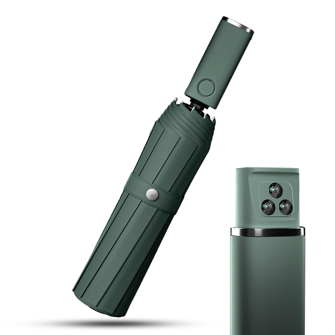 Umbrela pliabila Timebox, cu lanterna LED, Verde - Imagine 1