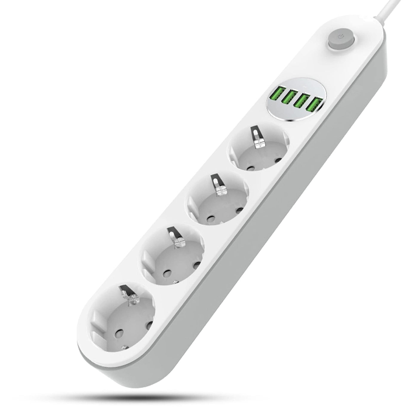 Prelungitor Timebox, 4 prize, 4 x USB, 2500W, buton ON/OFF, Alb - Imagine 1
