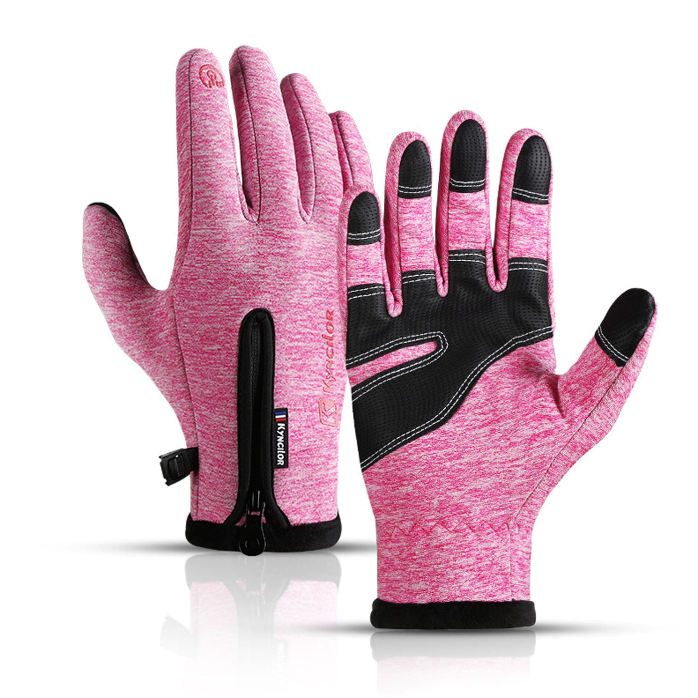 Manusi sport iarna, toamna, aderenta pentru ski, ciclism, Roz - M - Imagine 1