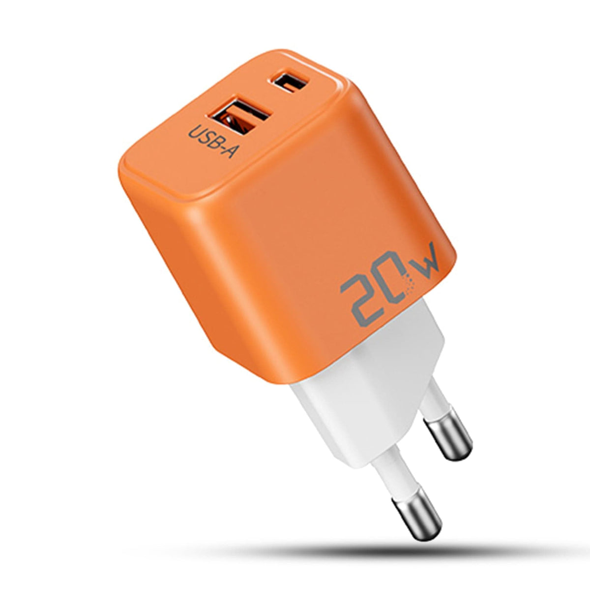 Incarcator Retea Timebox, 2 Porturi, 20W, 1 x Type-C, 1 x USB, Portocaliu - Imagine 1