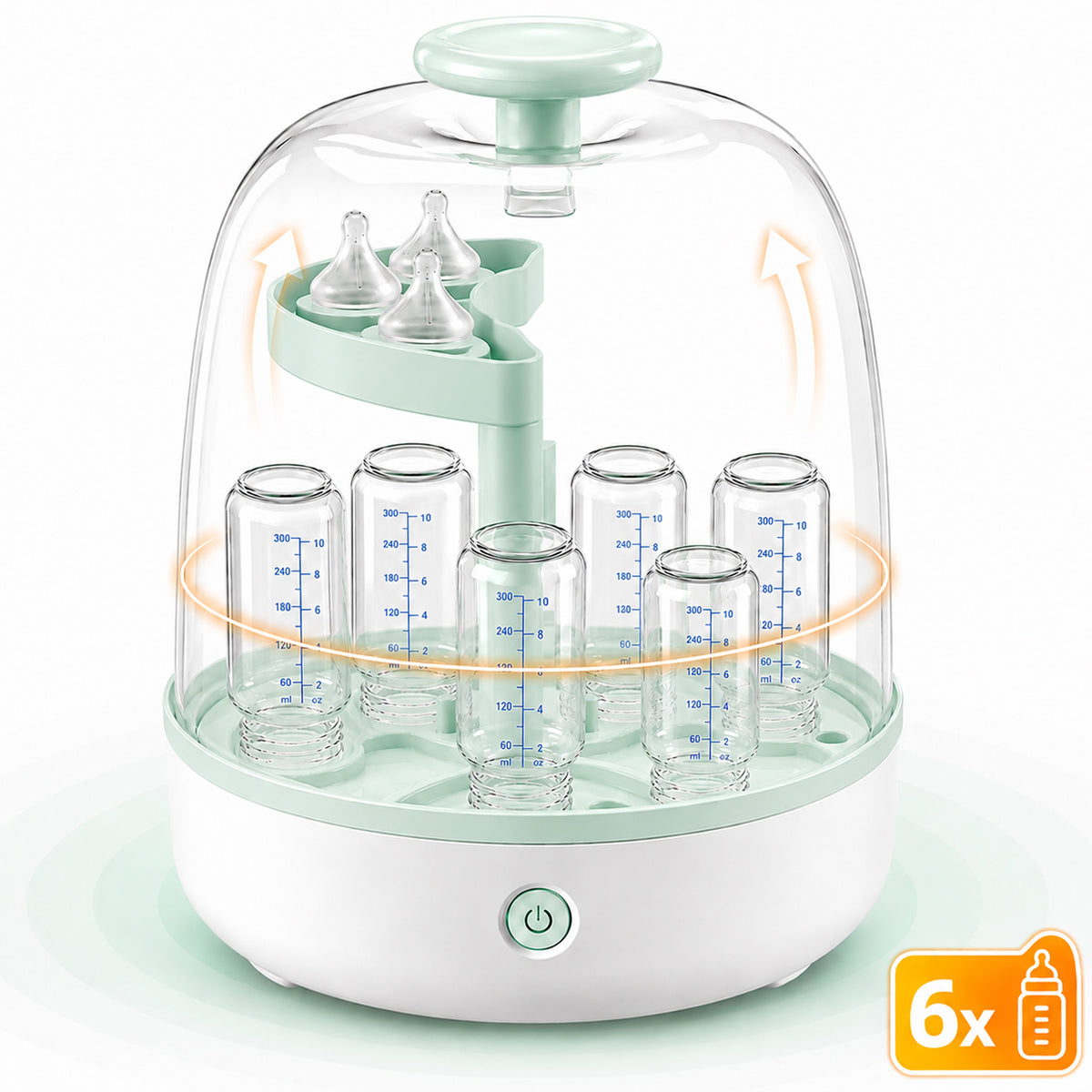 Sterilizator Biberoane Abur Timebox 500W, 6 Biberoane, Albastru