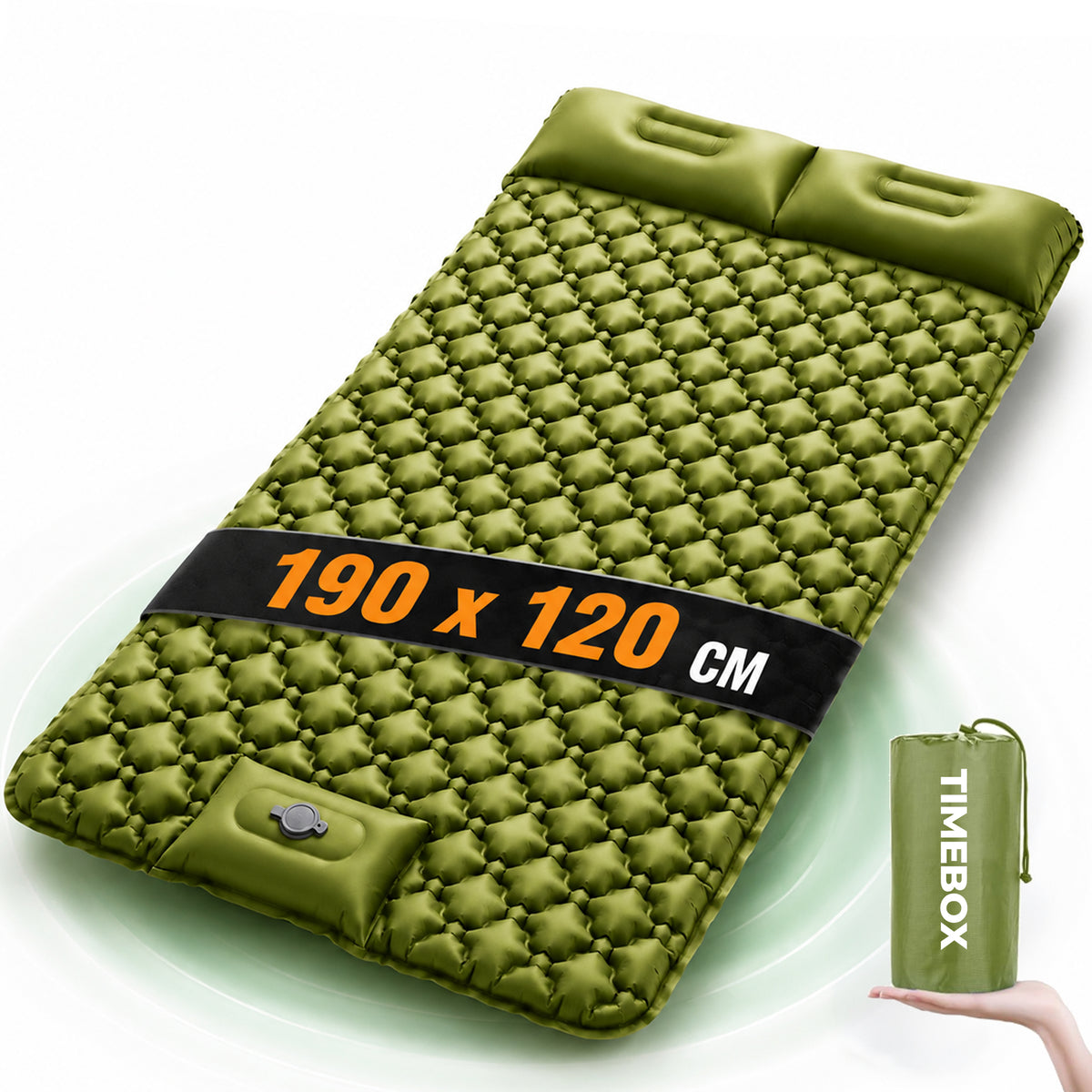 Saltea Gonflabila Camping Timebox, Pedala, Perna, Verde