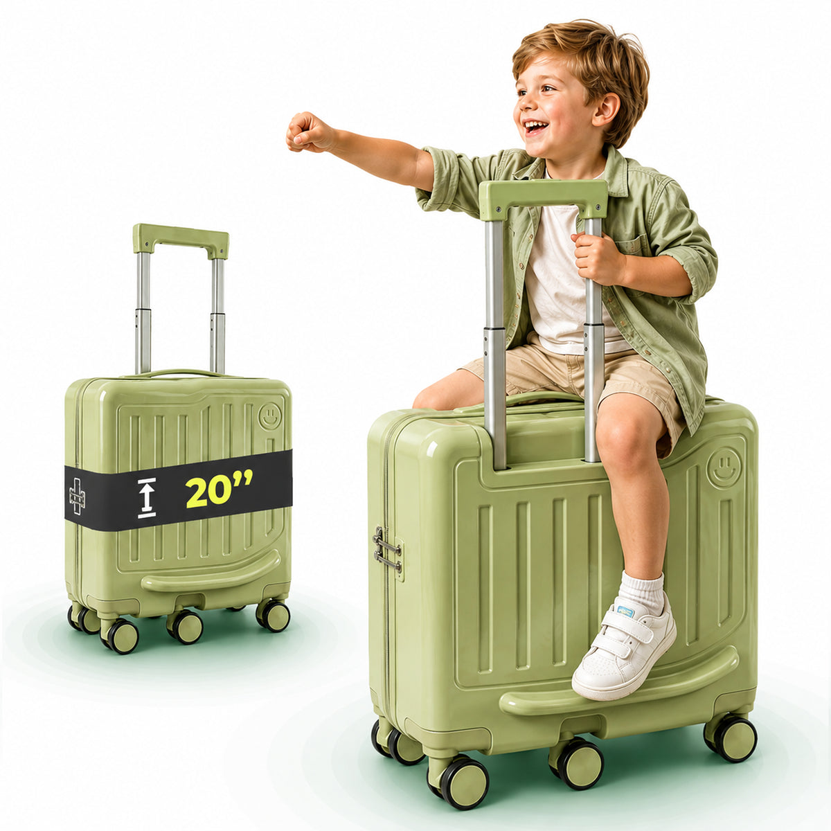 Troler Copii Timebox Ride-On 20", Dimensiuni 44x21x43 cm, Verde Matcha