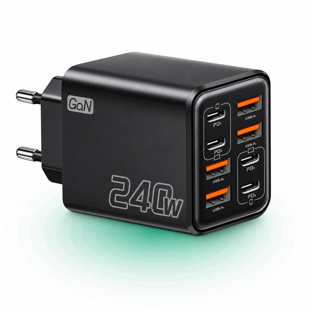 Incarcator Timebox 240W GaN, 8 Porturi USB-C + USB-A