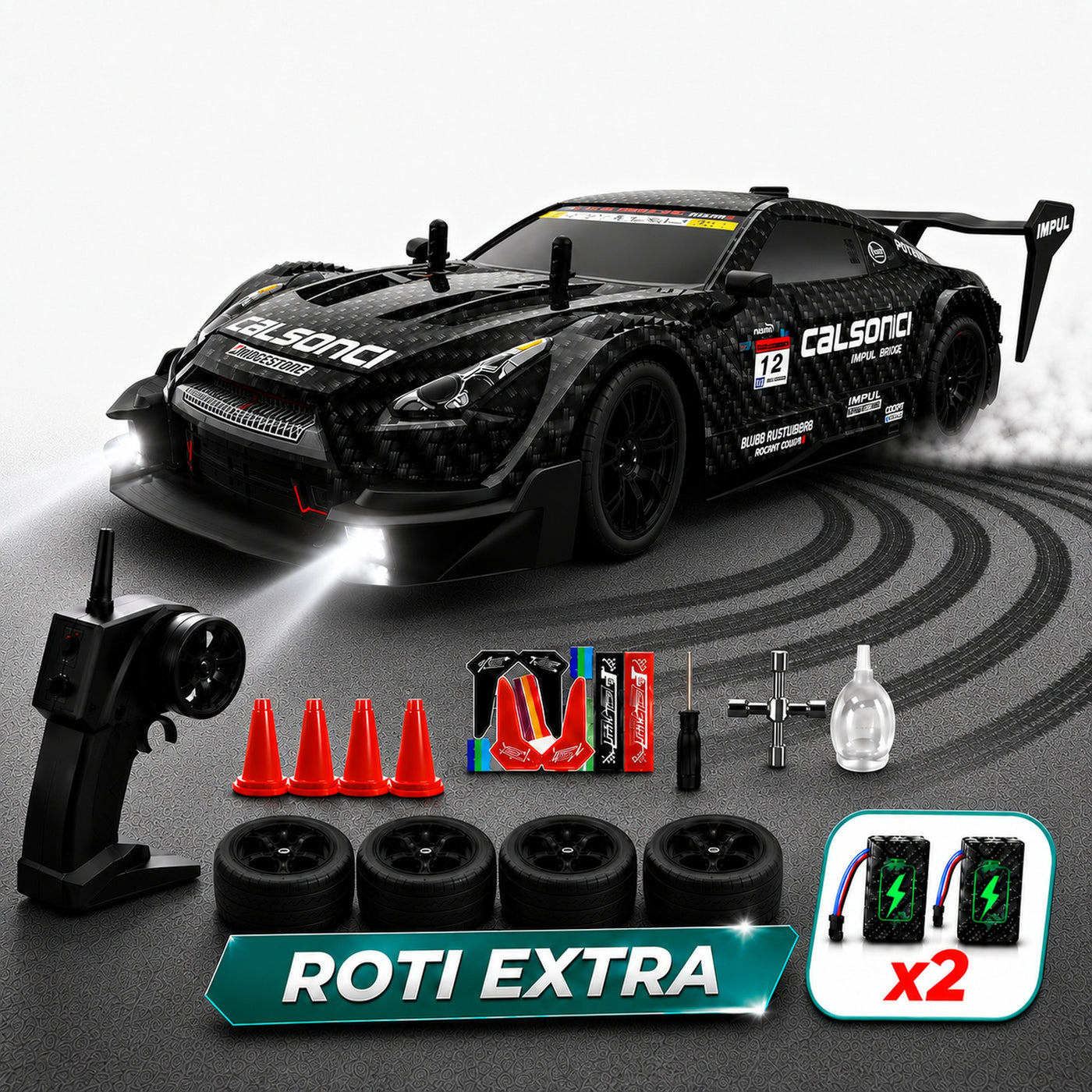 Masina cu telecomanda RC Timebox, 30km/h, 1:16, 4x4, Drift car, Negru