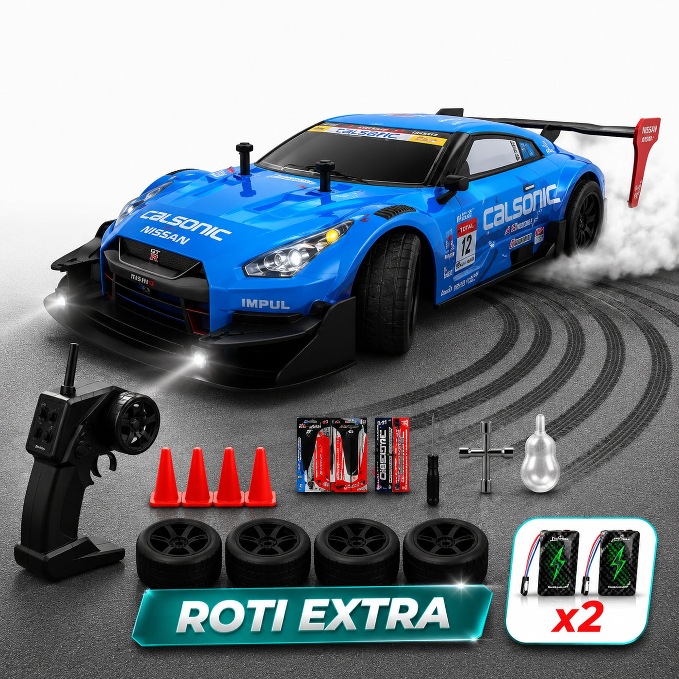 Masina cu telecomanda RC Timebox, 30km/h, 1:16, 4x4, Drift car, Albastru