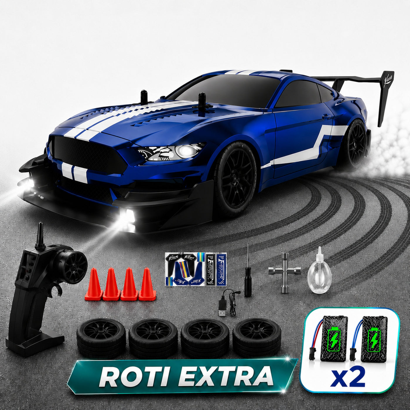 Masina cu telecomanda RC Timebox, 30km/h, 1:16, 4x4, Drift car, lumini LED