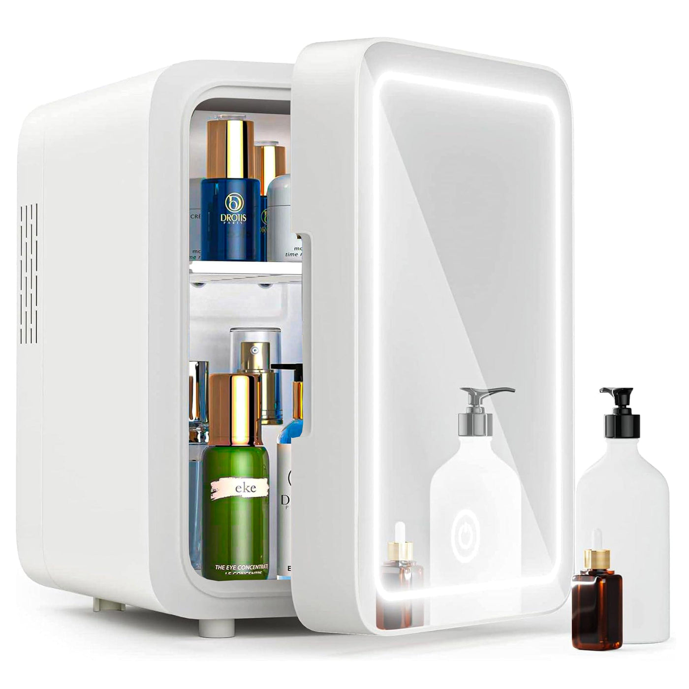 Mini Frigider Cosmetice cu Oglinda LED Reglabila, Alb - Imagine 1