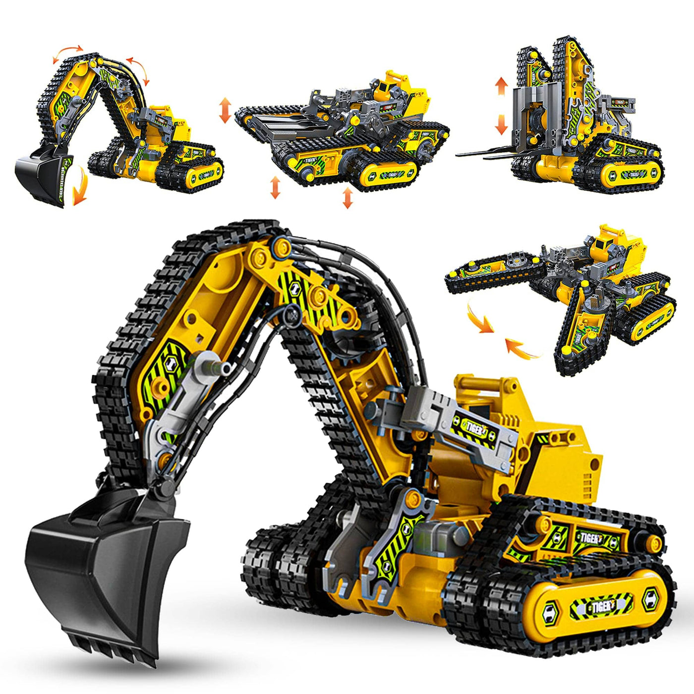 Set 4 in 1 Excavator Constructii Electric cu Telecomanda, Tanc, Galben - Imagine 1