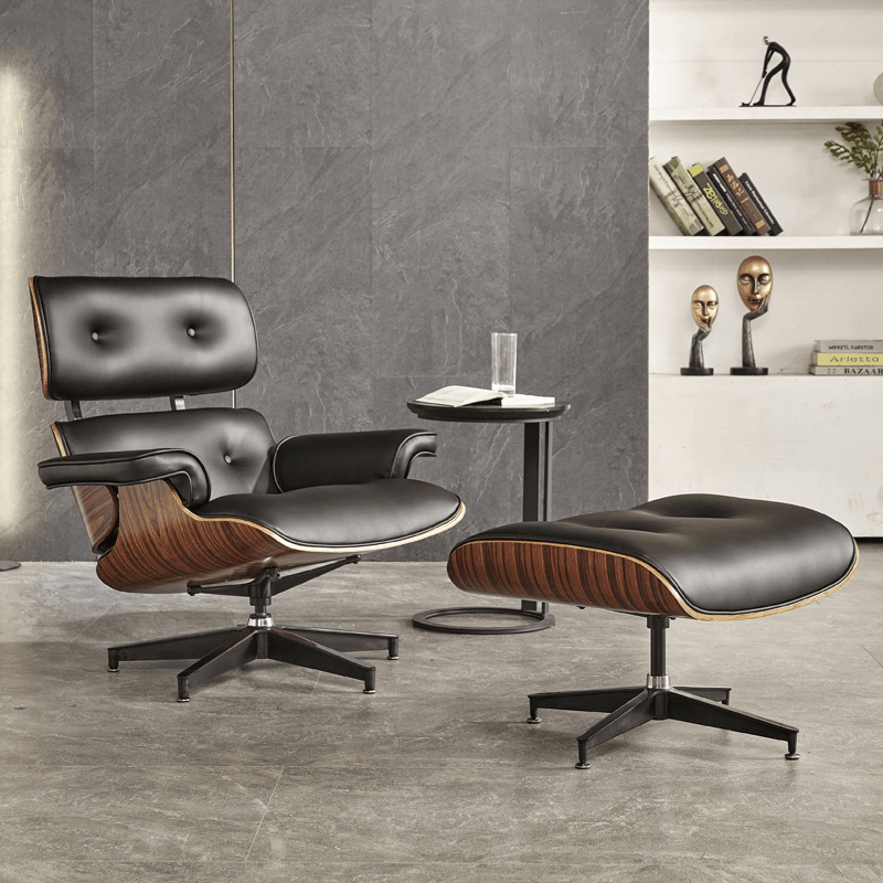 Fotoliu premium din piele, structura rezistenta din aluminiu, Negru - Imagine 1