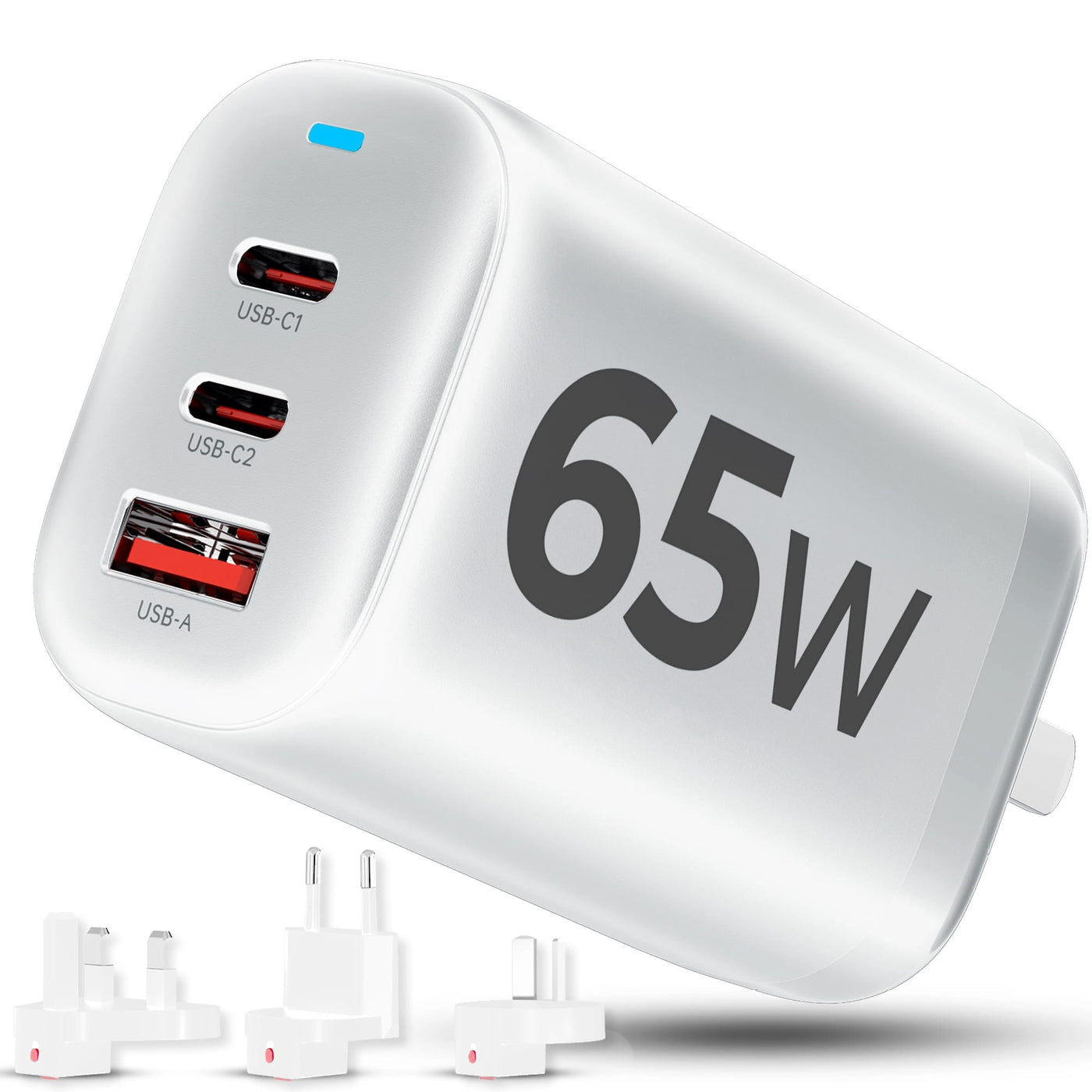 Incarcator Retea, 3 porturi, 65W, 18 W Incarcare Rapida - USB, Priza EU, Alb - Imagine 1