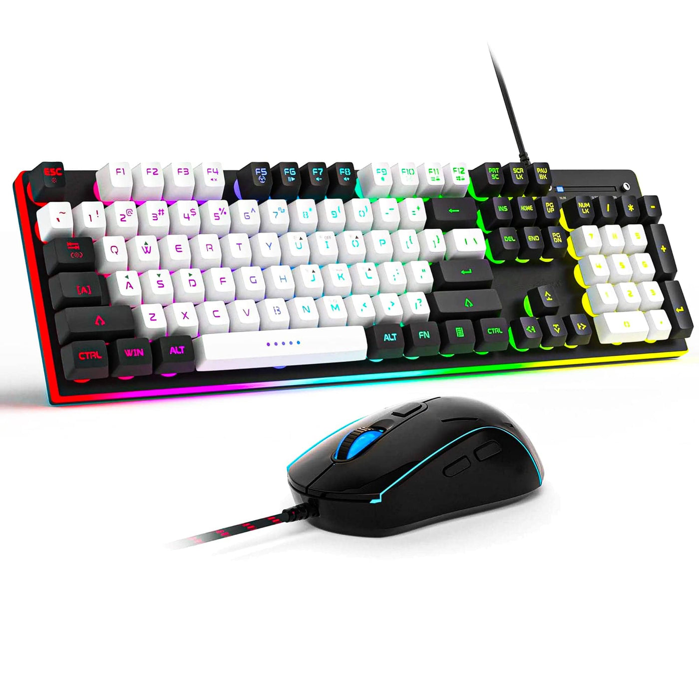 Kit Tastatura Timebox, Mouse Gaming, RGB, 104 taste, Negru - Imagine 1