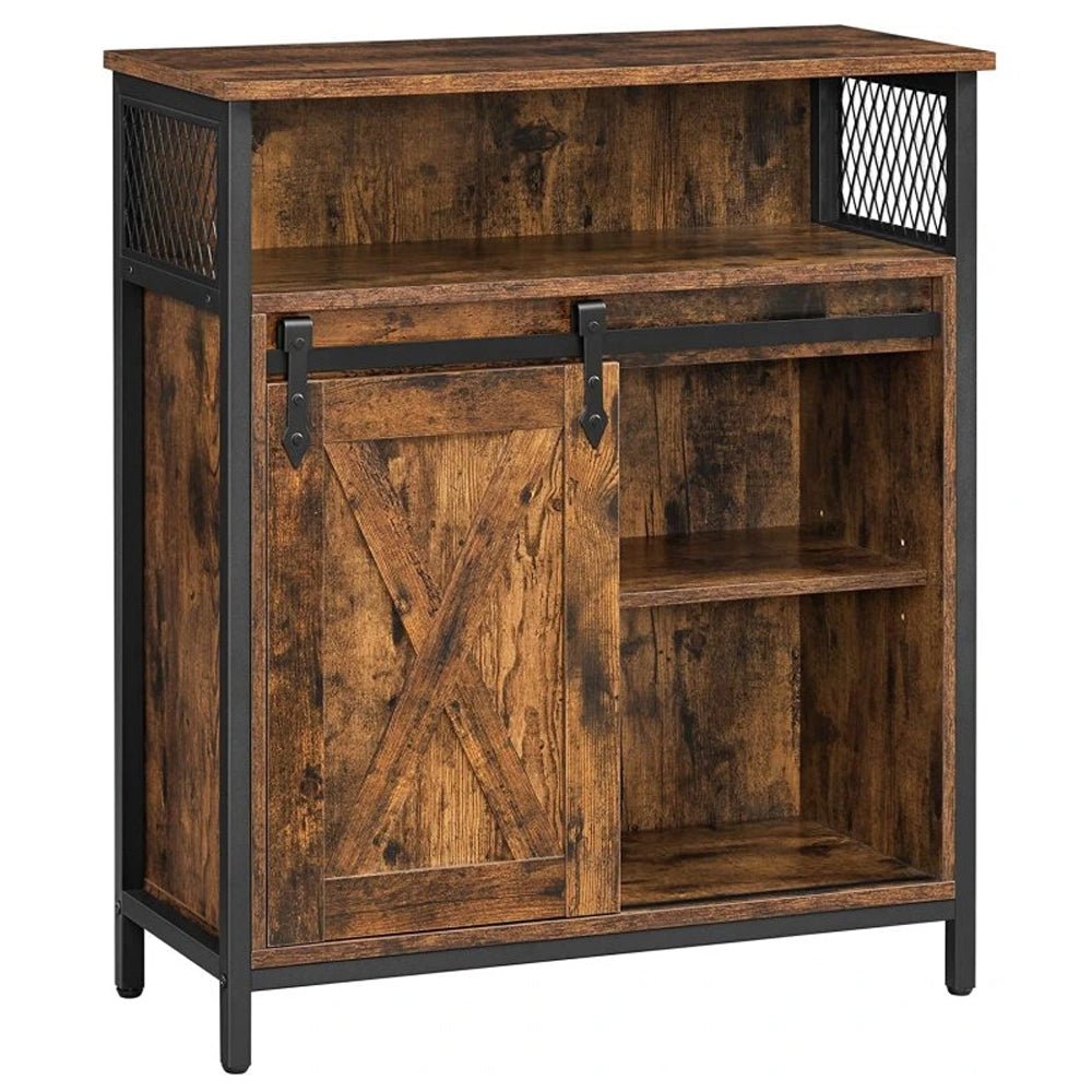 VASAGLE Comoda depozitare cu usa glisanta tip hambar, 70x30x80 cm, maro rustic