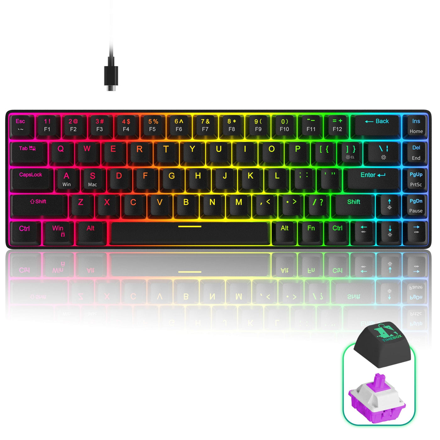 Tastatura Mecanica Gaming Timebox, 60%, Anti-Ghosting, Negru - Imagine 1