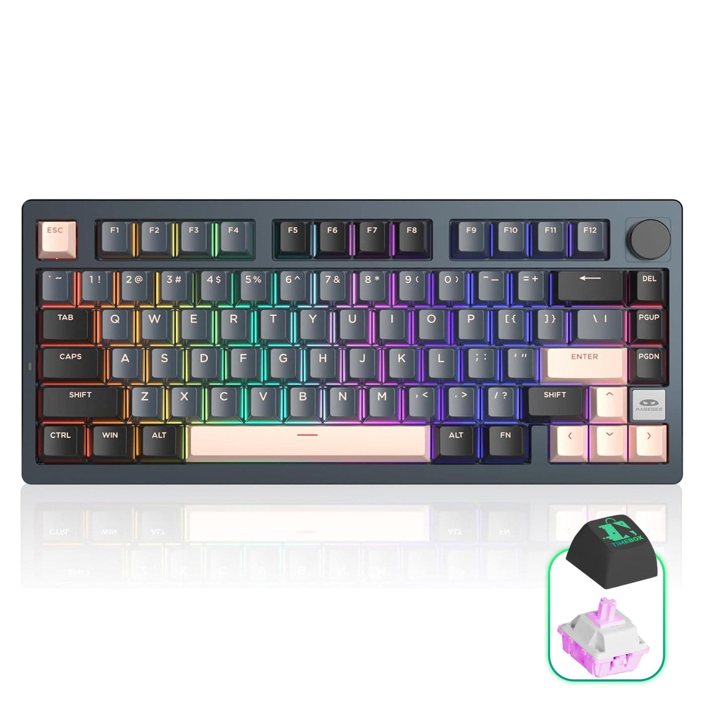 Tastatura Mecanica Wireless 75% Timebox, Hot-Swap, Gasket, Negru - Imagine 1