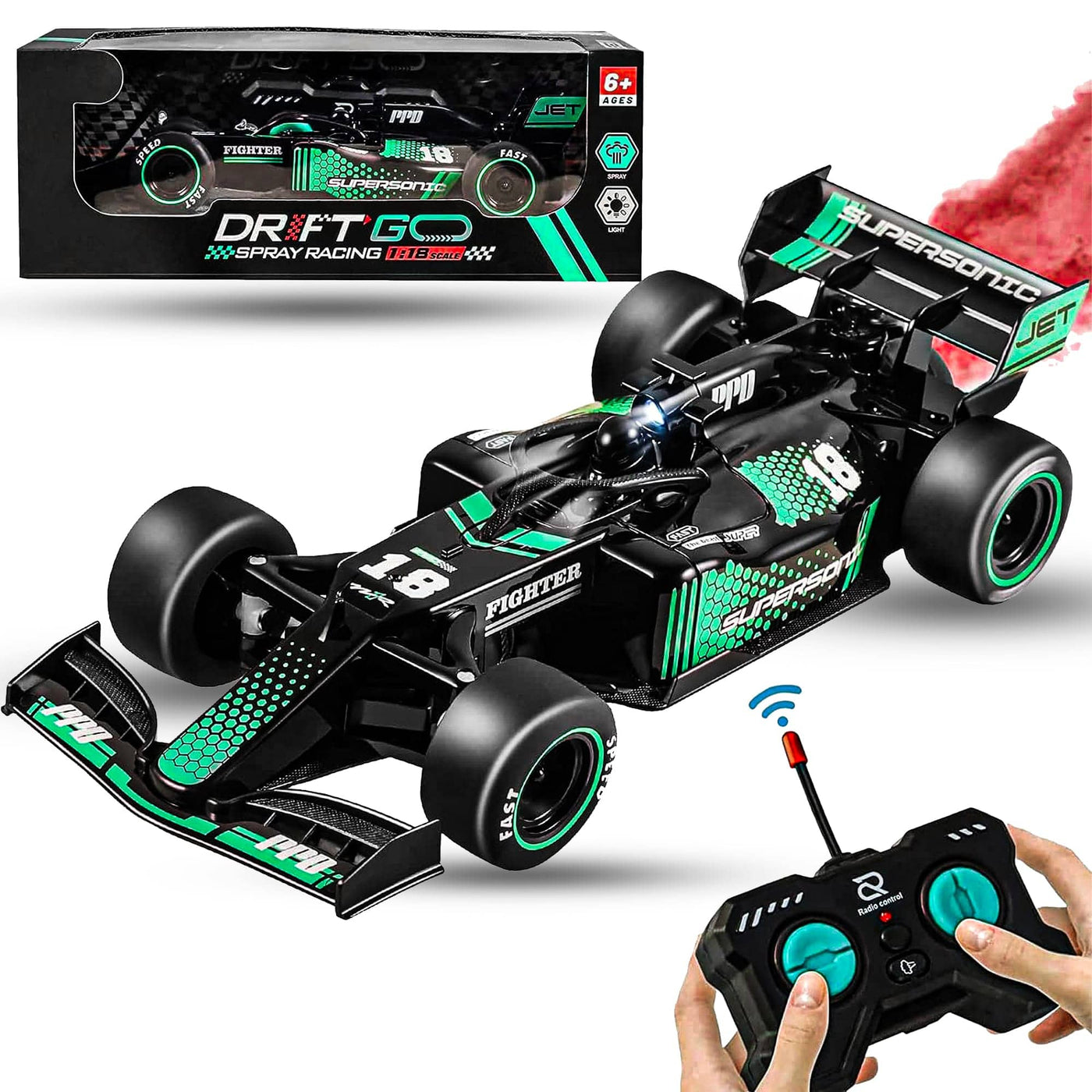 Masina cu telecomanda F1 curse RC Timebox, 10km/h, 1:18, Negru/Albastru - Imagine 1